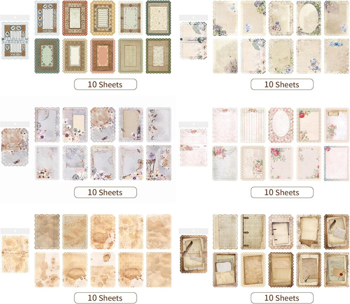 60 Stück Spitze Vintage scrapbooking papier Set, für Brief Schreiben, Scrapbook Papier, Junk Journal