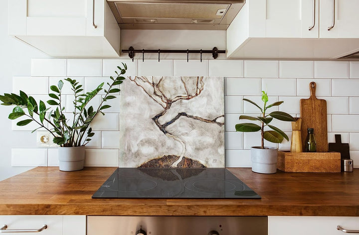 Egon Schiele - Kleiner Baum im Spätherbst Herdabdeckplatte & Spritzschutz aus Echtglas | Für Herd-Ko