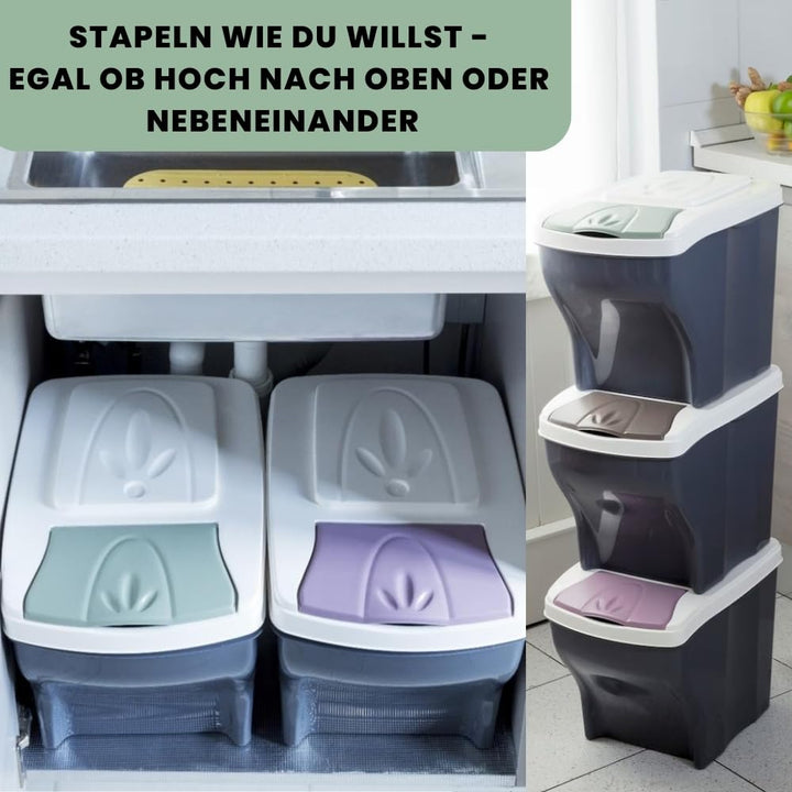 GarPet Mülleimer 3 Fächer Mülleimer Küche Unterschrank Mülltrennsystem 3fach Abfalleimer Küche Müllt