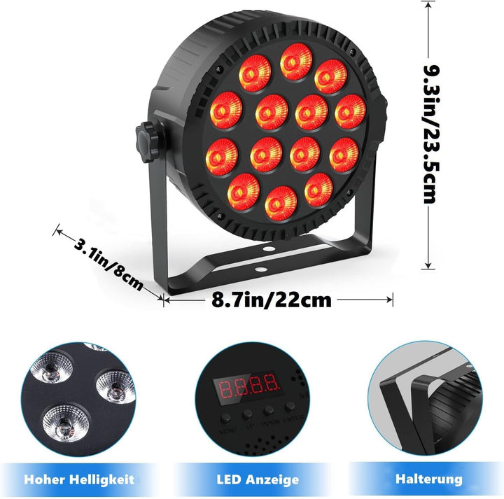 2PCS RGBW LED Par Licht, HOLDLAMP 84W Par Scheinwerfer mit Sound Aktivierung, DMX 4/8CH bühnenlicht