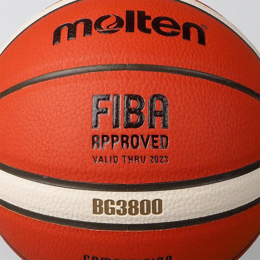 Molten BG3800 Basketball, FIBA-geprüft, Verbundleder, Indoor-Spiel, Orange/Elfenbein Single x, Singl