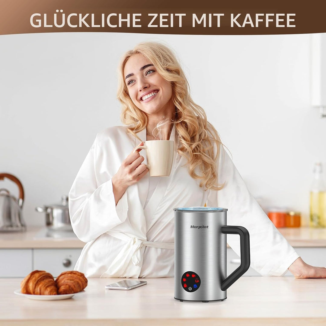 Milchaufschäumer Elektrisch 6 in 1, Morpilot Milchschäumer für Heisser und Kalter und Schokolade, 35