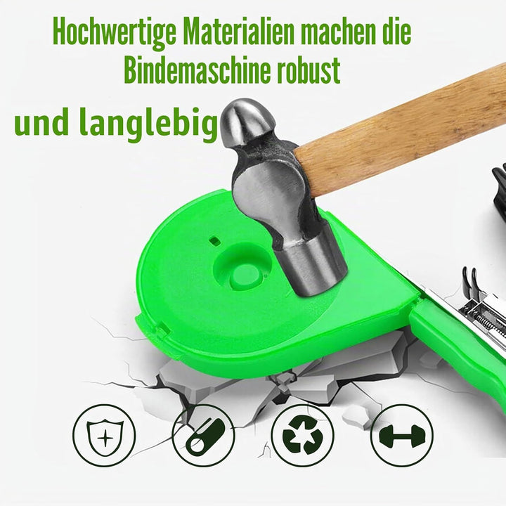 Pflanzenbindemaschine,komplett mit 10000 Klammern und 20 Rollen grünem Gartenbau-Pflanzenbindeband g
