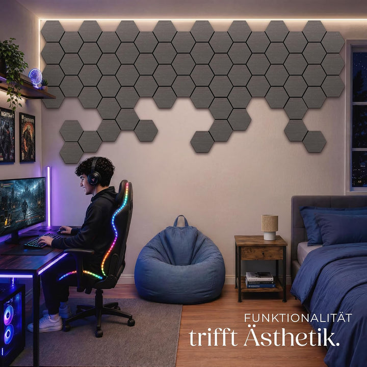 tectake® 4er Set Akustikpaneele, 76 x 62 cm, Echtholzfurnier, zuschneidbar | schallabsorbierender PE