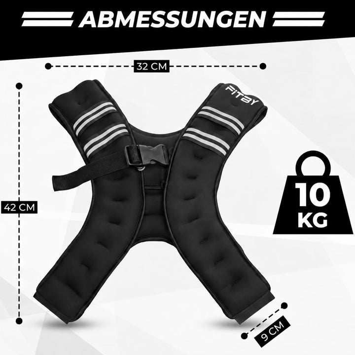 Gewichtsweste 10kg Herren Damen – Weighted Vest Verstellbar, Atmungsaktiv & Wasserabweisend, Trainin