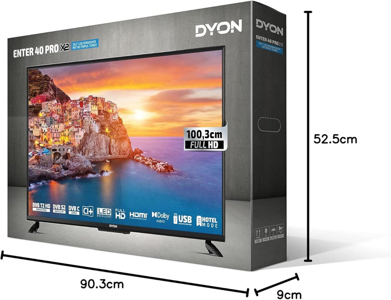 DYON Enter 40 PRO X2 100,3cm (40 Zoll) Fernseher (Full-HD, Triple Tuner (DVB-C/-S2/-T2), Hotelmodus,