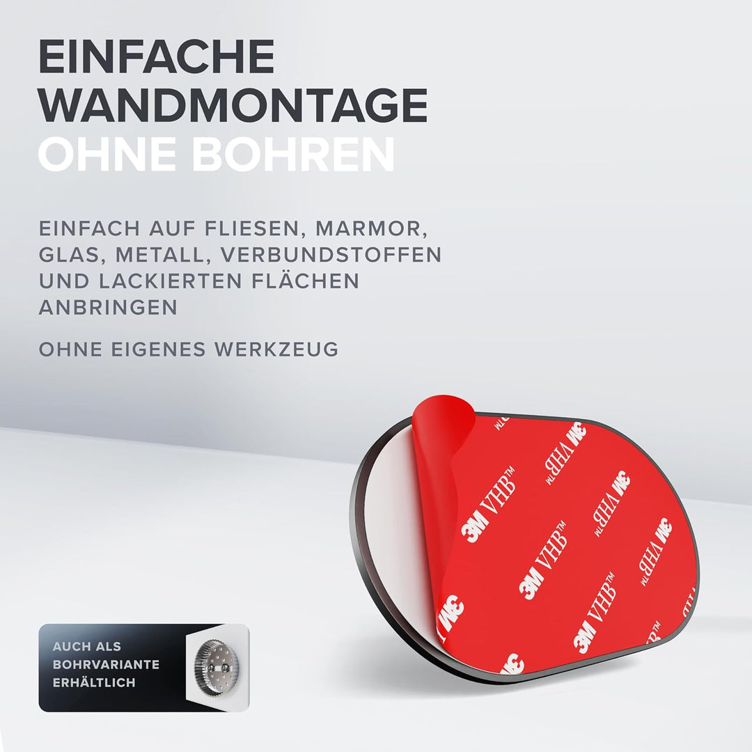 ovimar Kosmetikspiegel Ringstind Gunmetal | mit Beleuchtung | wiederaufladbar | Wandmontage ohne Boh