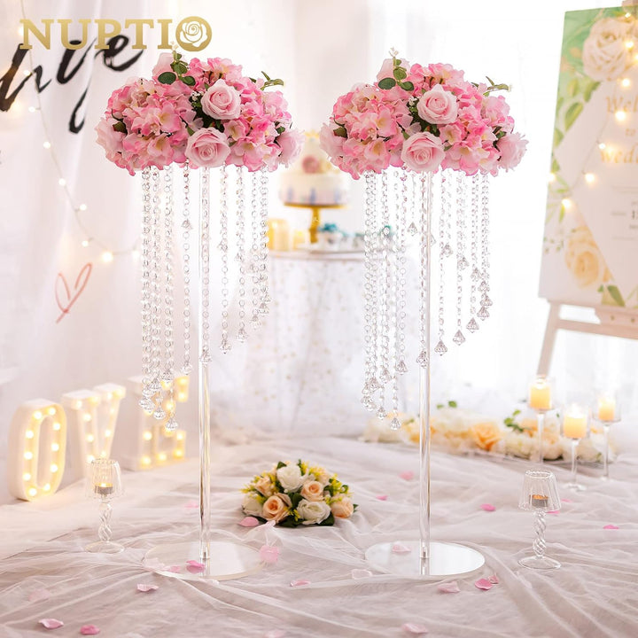 Nuptio Acryl Vasen Hochzeit Mittelstücke - 10 Stück 80cm Hoch Klare Geometrische Blume Vase Stehen f