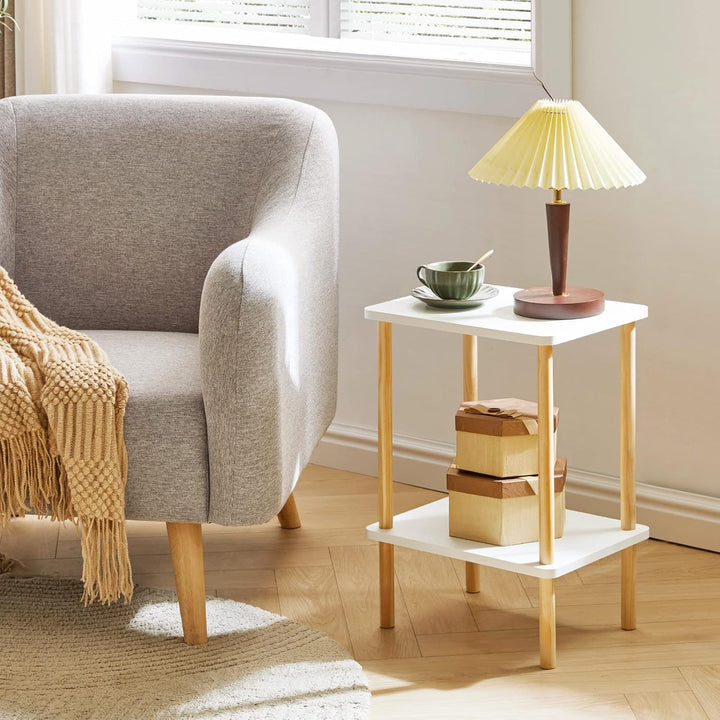 IBUYKE Holz Beistelltisch, Nachttische mit 2 Ebenen, 39x29x53cm, Couchtisch, Sofatisch, für Schlafzi