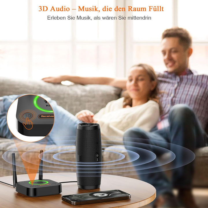 1Mii B06Pro Bluetooth 5.1 HiFi Empfänger, Kabelloser Audio Adapter mit Grosser Reichweite, aptX Low