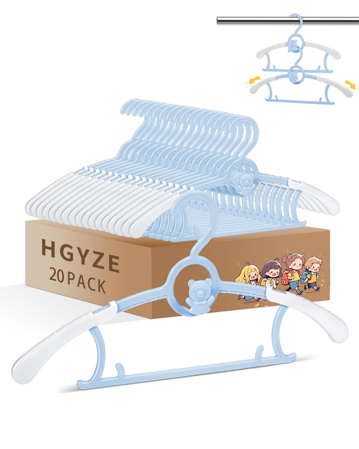 HGYZE Babykleiderbügel Antirutsch 20 Stück, 29-37cm Ausziehbare Kinderkleiderbügel mit Hosenständer,
