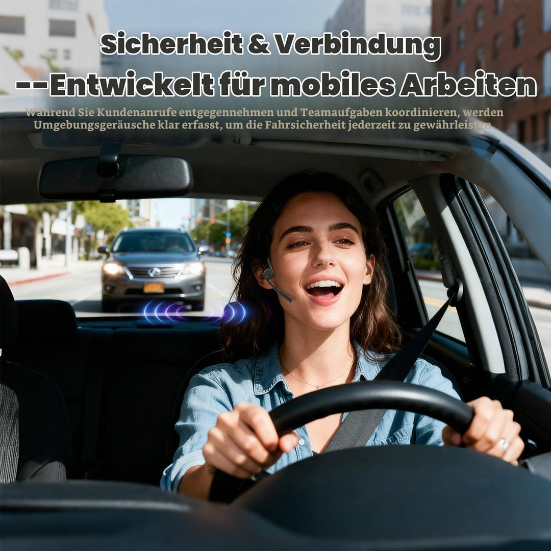 MONODEAL Bluetooth Headset mit Mikrofon, Open-Ear Headset Bluetooth 5.3 mit Multipoint-Verbindung, W
