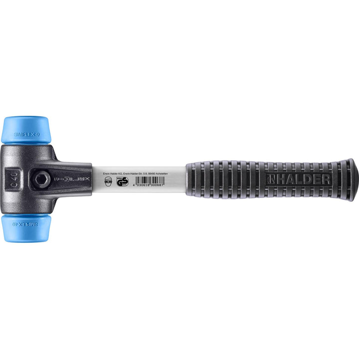 SIMPLEX-Schonhammer, TPE-soft; mit verstärktem Tempergussgehäuse und Fiberglasstiel | D=40 mm | 3701