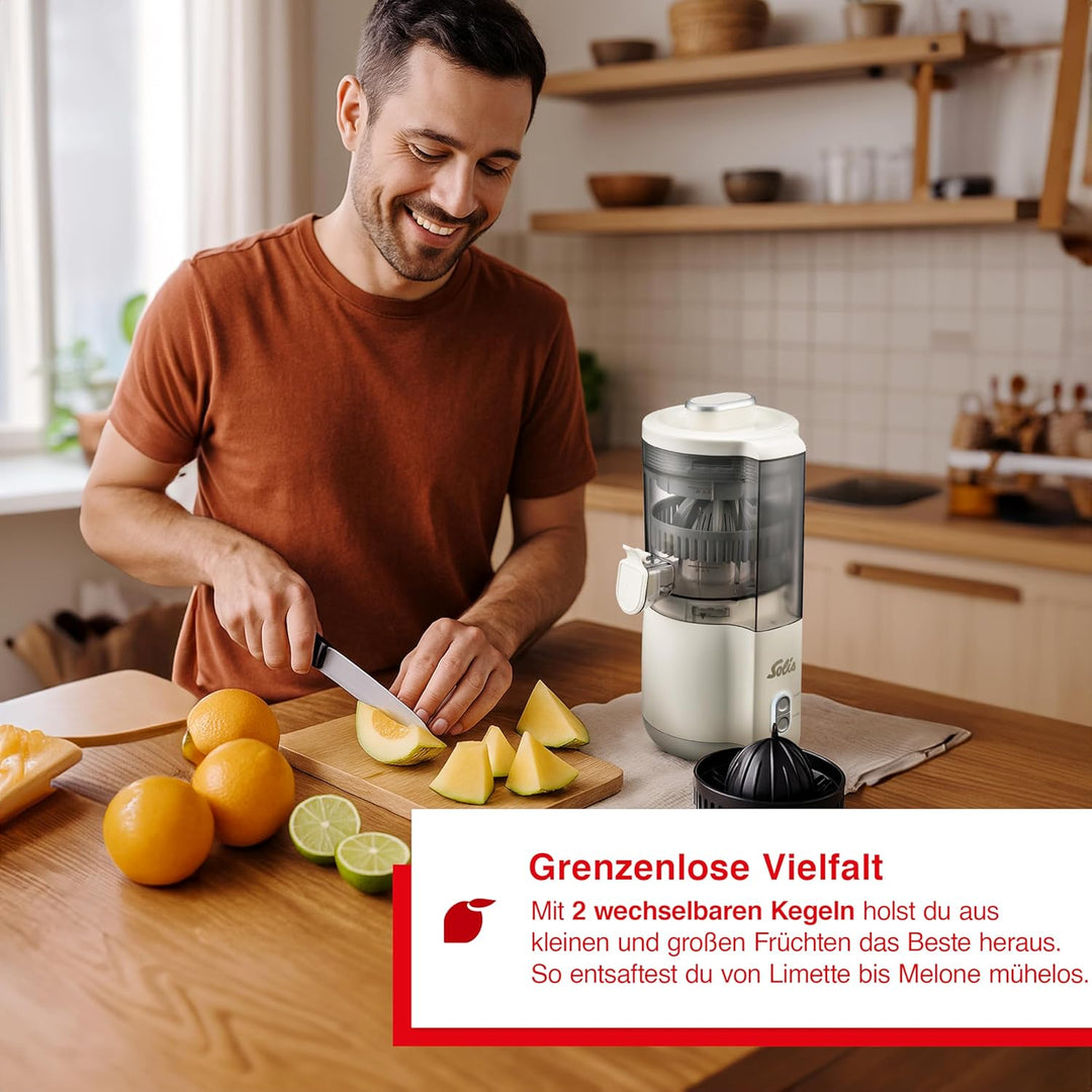 Solis Multi-Juicer – elektrischer Entsafter für Zitrusfrüchte, Äpfel & Melonen – automatische Saftpr