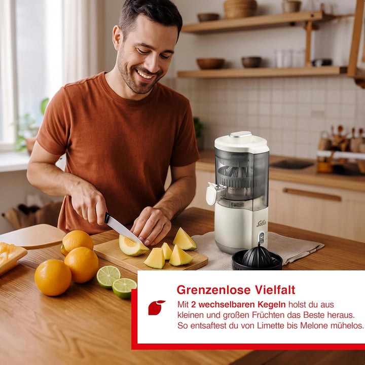 Solis Multi-Juicer – elektrischer Entsafter für Zitrusfrüchte, Äpfel & Melonen – automatische Saftpr