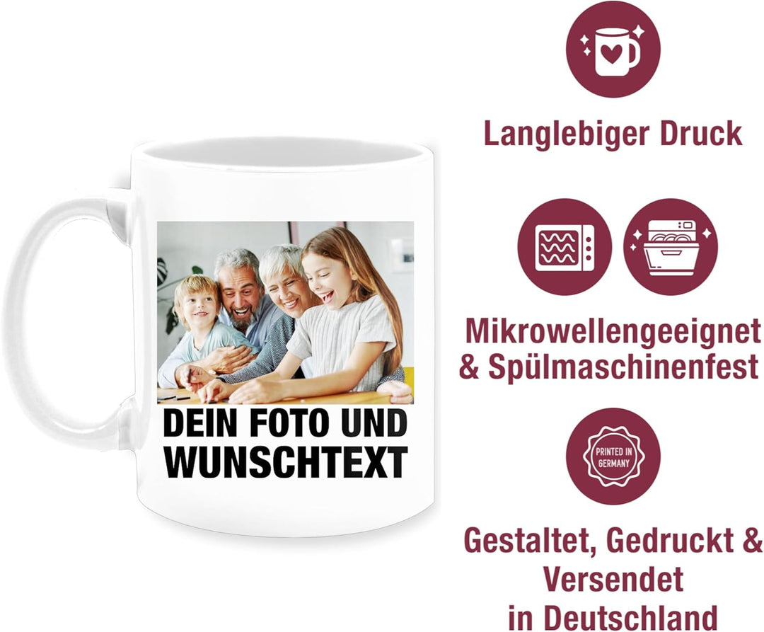 Tasse Tassen 325ml - Mit Foto I Eigenem Bild I Text I Name I Wunschtext - 325 ml - Weiss - mug with