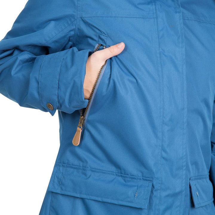 Trespass Clea, Wasserdichte Jacke mit Einrollbarer Kapuze für Damen XXS Blau, XXS Blau