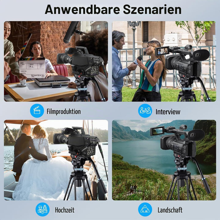 SIRUI AM-15S Aluminium Kamera Video Stativ mit Fluid-Kopf, 155cm professionelles Schwerlast Kamerast