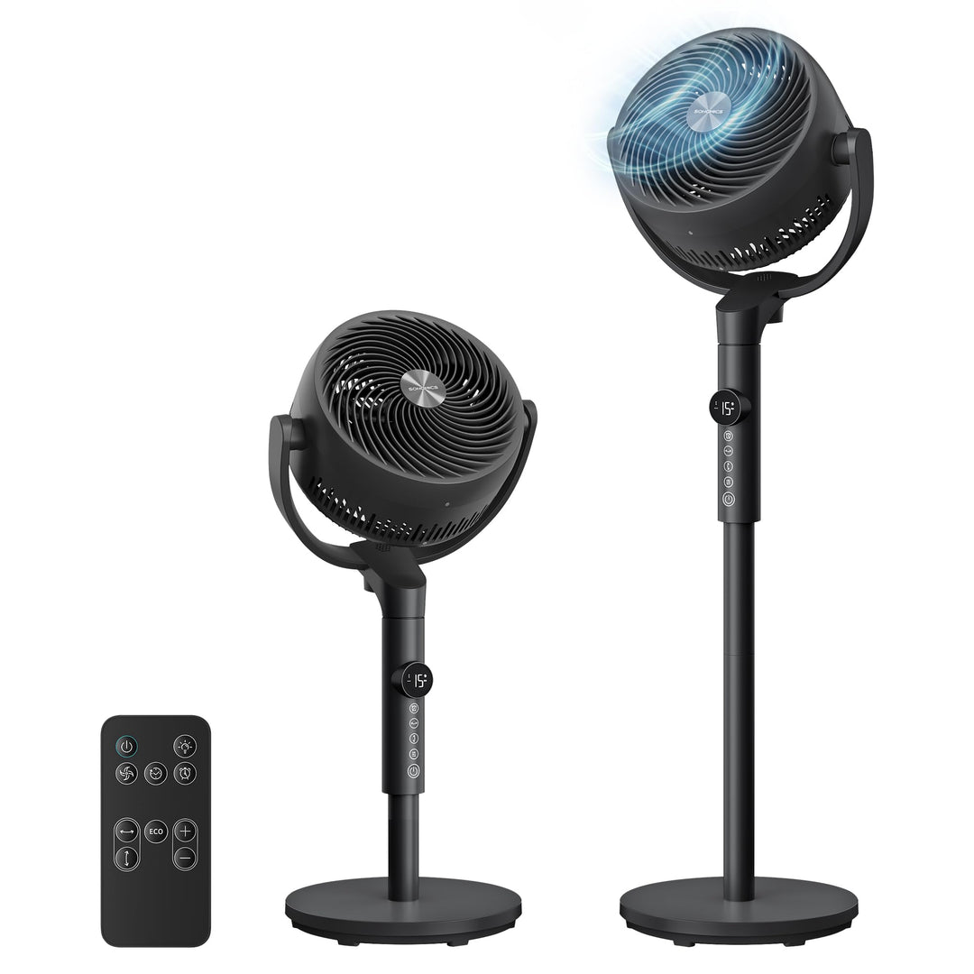 SONGMICS Standventilator, Ventilator leise 20 dB mit Fernbedienung, Luftzirkulator 120° und 135° Osz