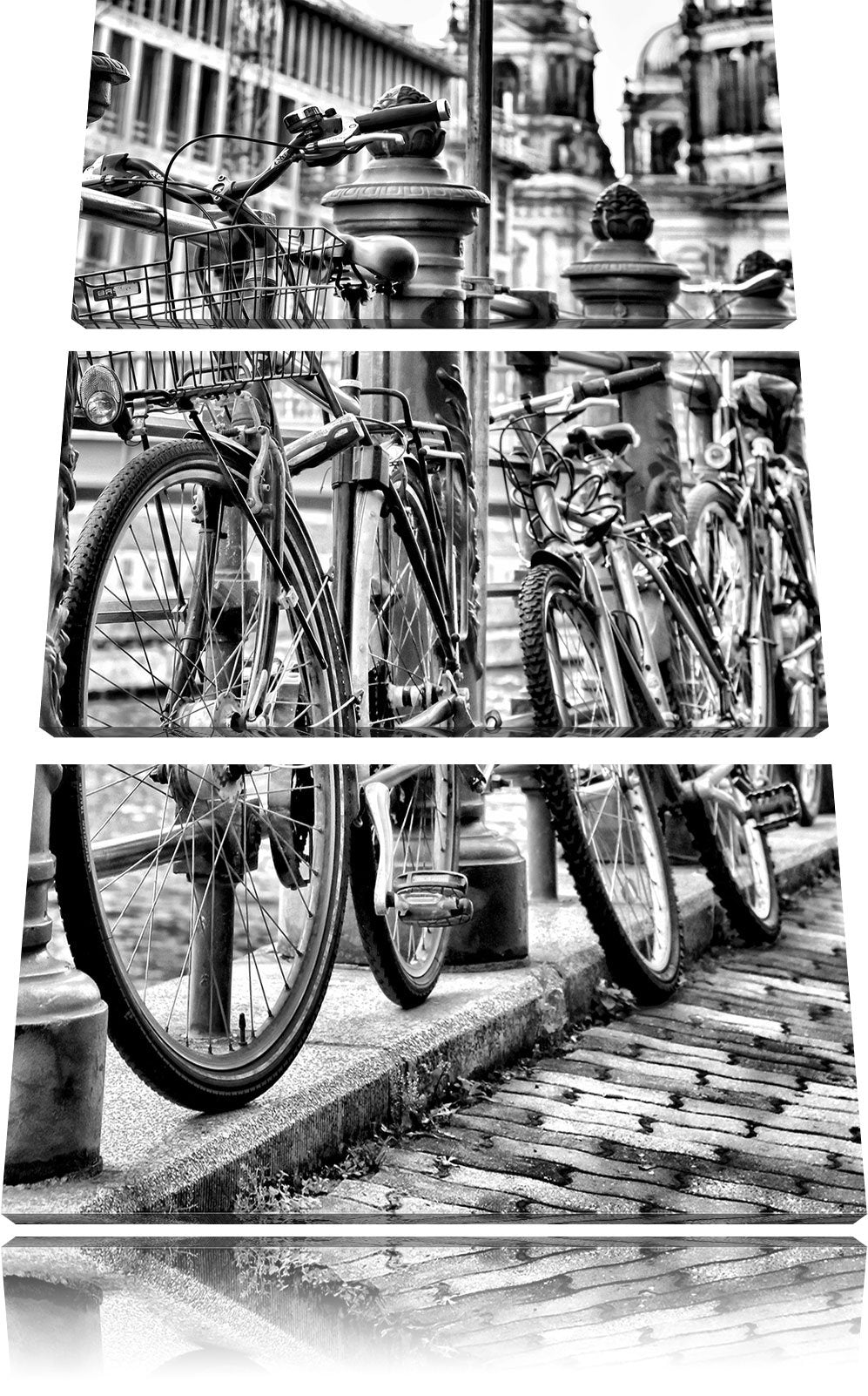 Pixxprint Fahrrad Bahnhof, BMX Bahnschiene als Leinwandbild/Grösse: 3 Teilig (120x80) cm/Wandbild/Ku