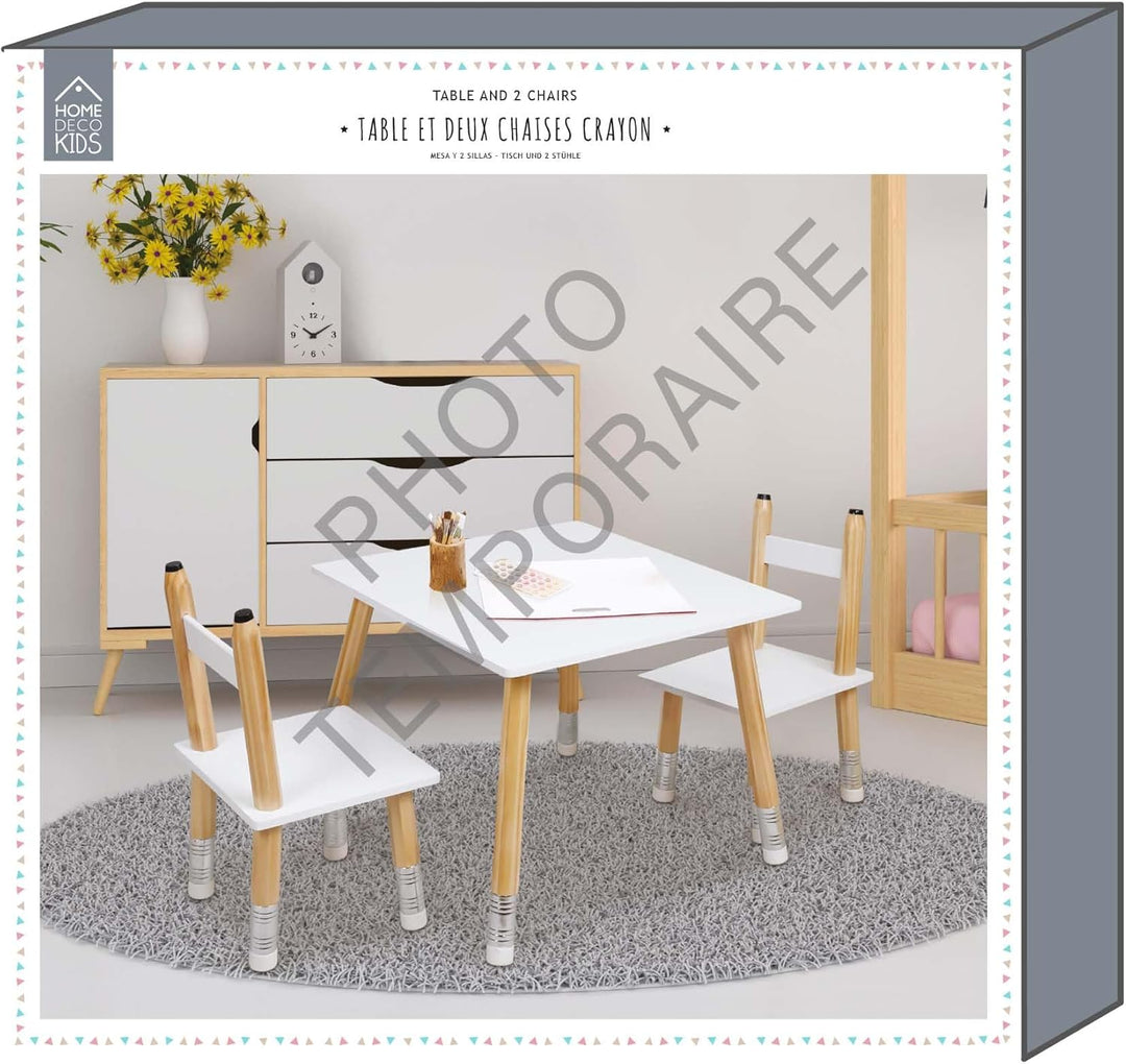 HOME DECO FACTORY Stehsammler Pappe Set 5-teilig Bunt | Kindertisch und 2 Stühle aus MDF-Holz, Bleis