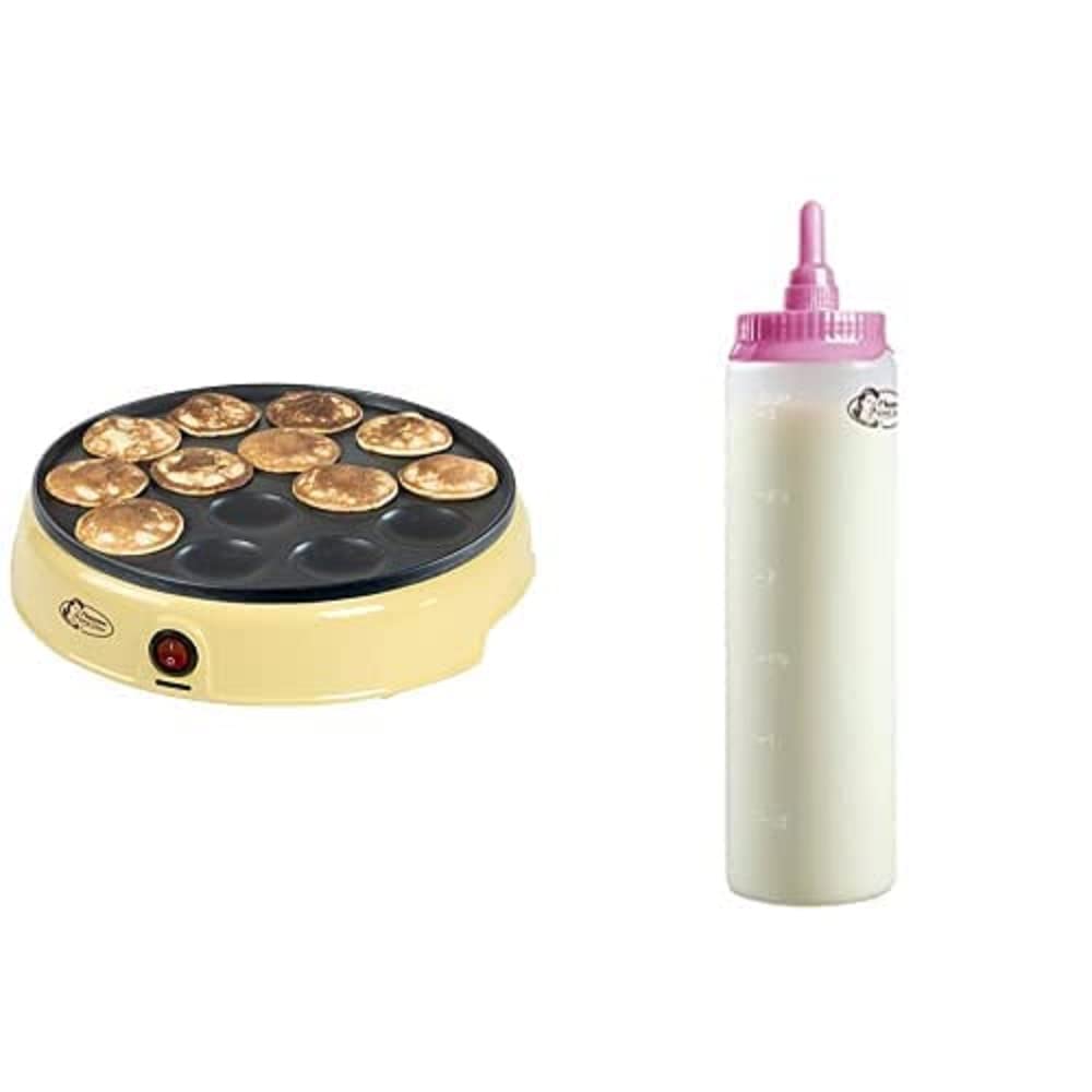 Bestron Poffertjes Maker, inkl. Teigportionierer für 700ml mit Skala, Ideal zum Befüllen des Poffert