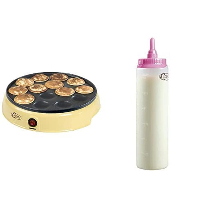 Bestron Poffertjes Maker, inkl. Teigportionierer für 700ml mit Skala, Ideal zum Befüllen des Poffert