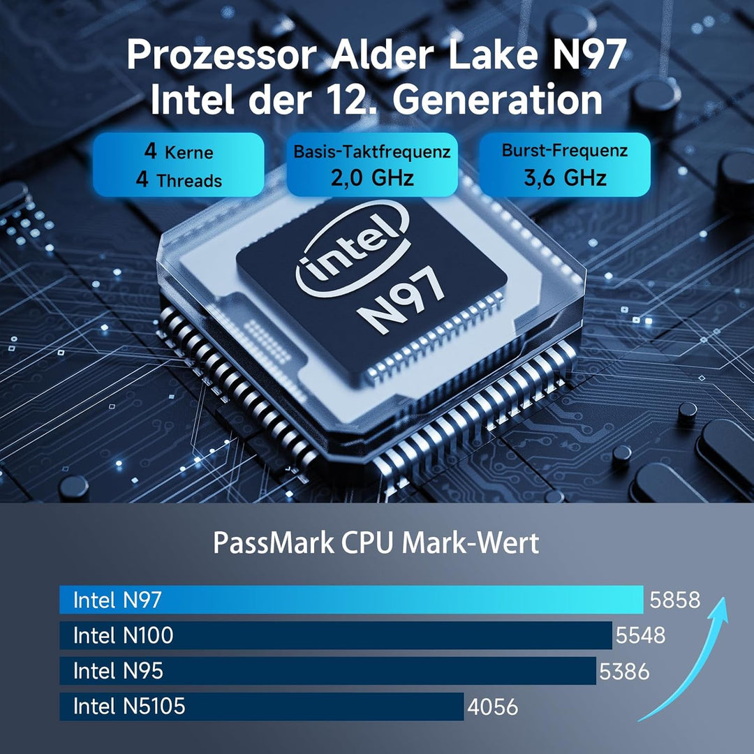 BMAX Mini PC Intel N97 (bis zu 3.6Ghz) 16GB RAM 512GB M.2 SSD Win-11 Pro B4Pro Micro Desktop Compute