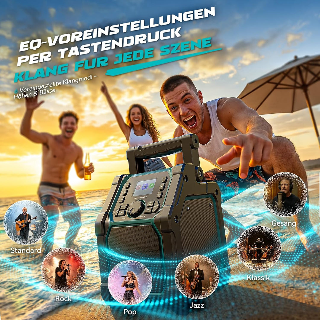 Ecarke Akku Baustellenradio DAB+ FM Radio kompatibel mit Makita 18V Akku