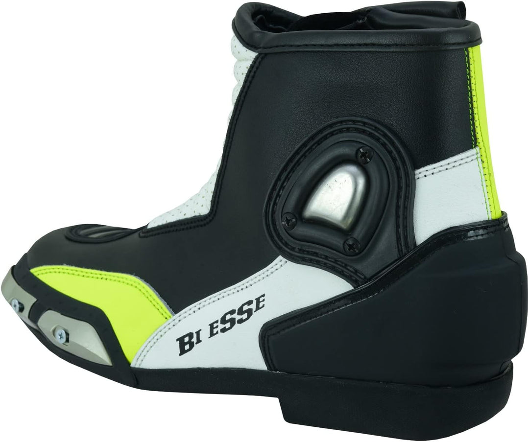 BI ESSE Motorradschuhe Stiefel aus perforiertem Leder mit Slider, 46 EU Neon