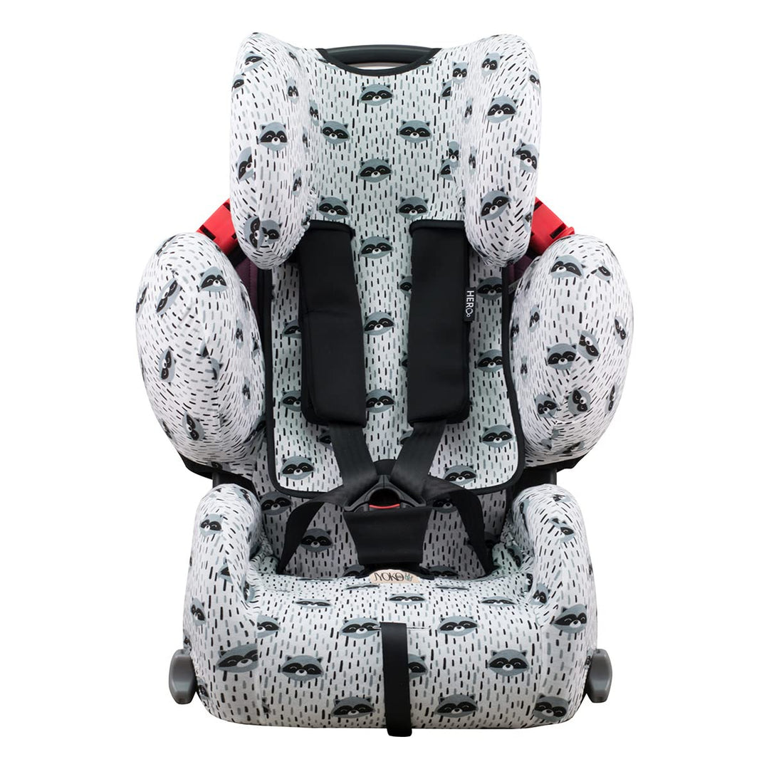JYOKO KIDS Bezug für Autositz kompatibel mit Recaro Young Sport Hero, aus Baumwolle (Raccoon), Racco