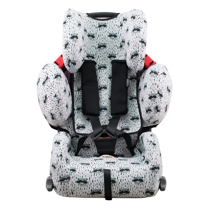 JYOKO KIDS Bezug für Autositz kompatibel mit Recaro Young Sport Hero, aus Baumwolle (Raccoon), Racco