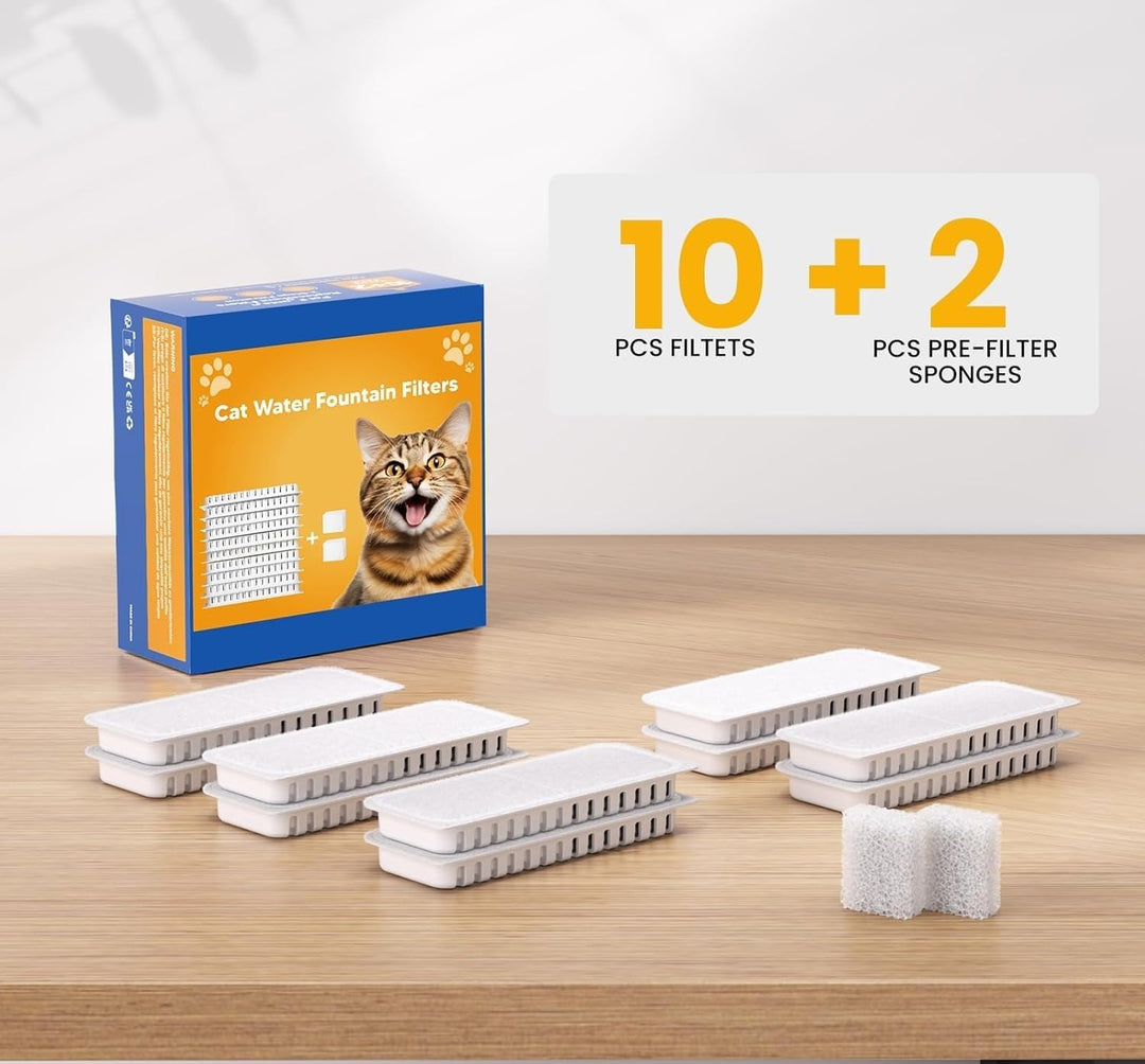 Ersatzfilter für Kittyspout Edelstahl Trinkbrunnen für Katzen, Katzenbrunnen Filter 10 Stück 2 Schwä