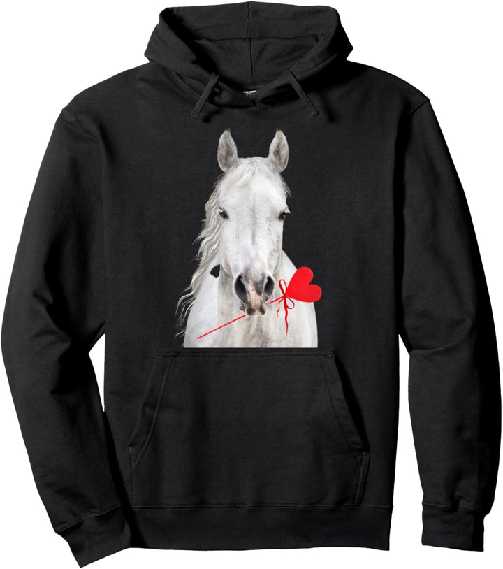 Schimmel mit Herz, Mädchen reiten Pferde Reiter Pullover Hoodie