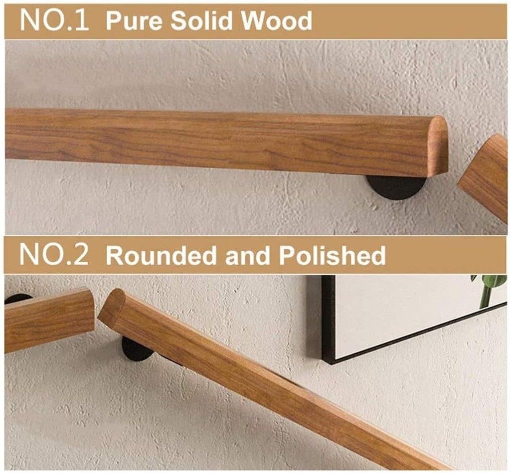 Handläufe für Treppen 30-600cm Holzhandlauf mit Halterungen, Rutschfeste Treppengeländer Stützstange