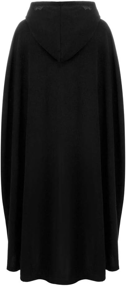 Lange Umhang mit Kapuze DamenVintage Einfarbig Poncho RobeHalloween KostümLeichte TrenchcoatWinddich