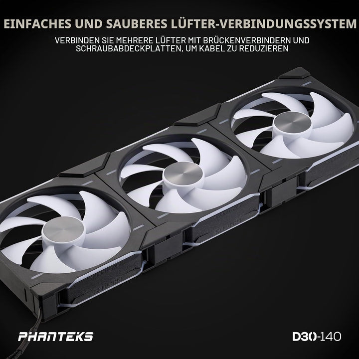 Phanteks D30 PWM Regular Airflow, D-RGB Lüfter, 3er Pack - 140mm, schwarz Standard x3 Black, Standar