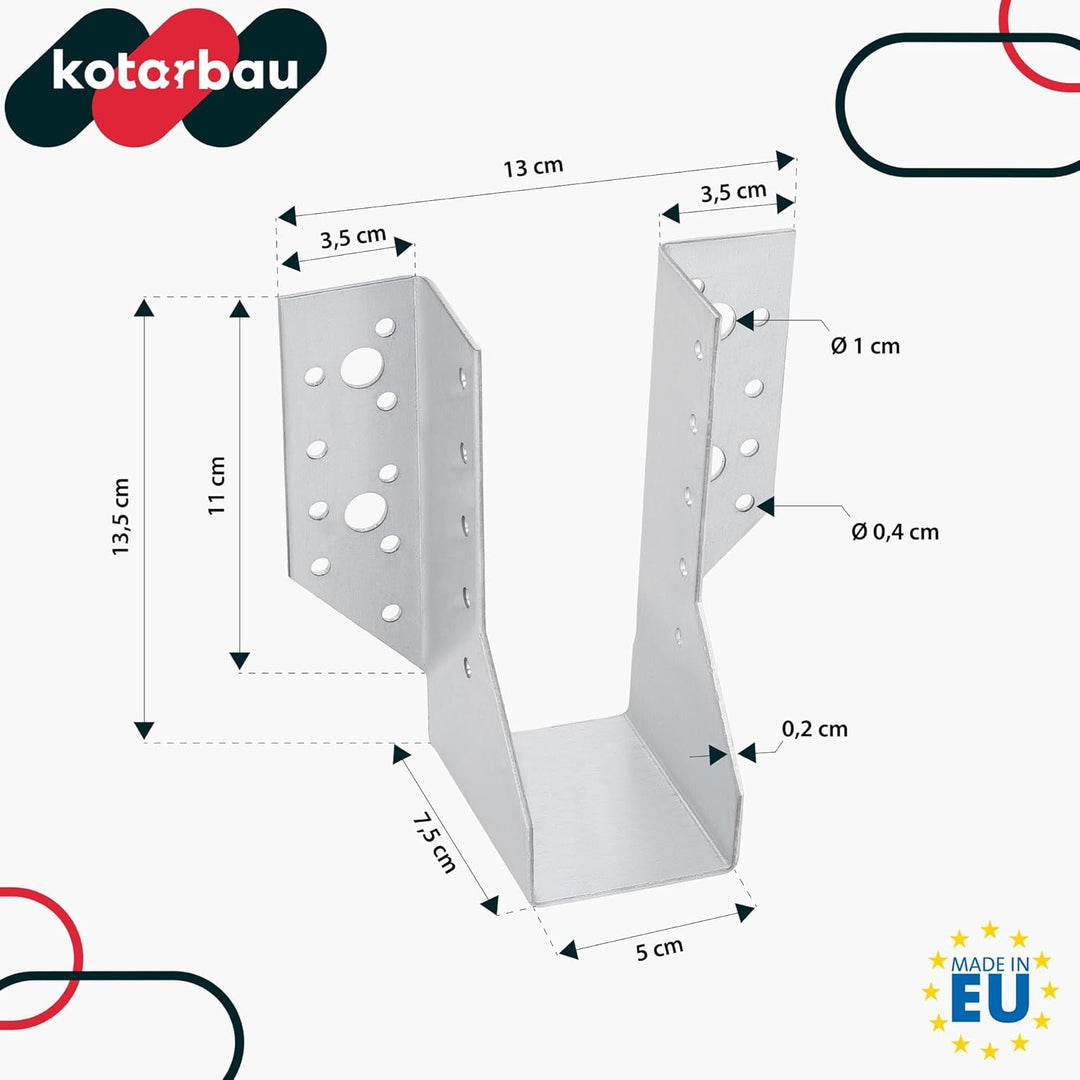 KOTARBAU® 10er Set Balkenschuh Typ A 50 mm Holzbalkenverbinder Balkenverbinder Verbinder für Baukons
