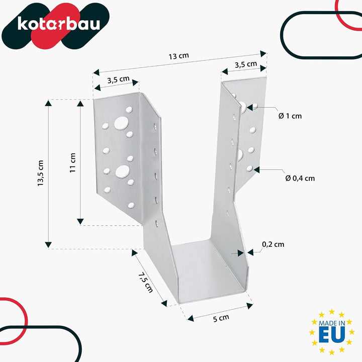 KOTARBAU® 10er Set Balkenschuh Typ A 50 mm Holzbalkenverbinder Balkenverbinder Verbinder für Baukons