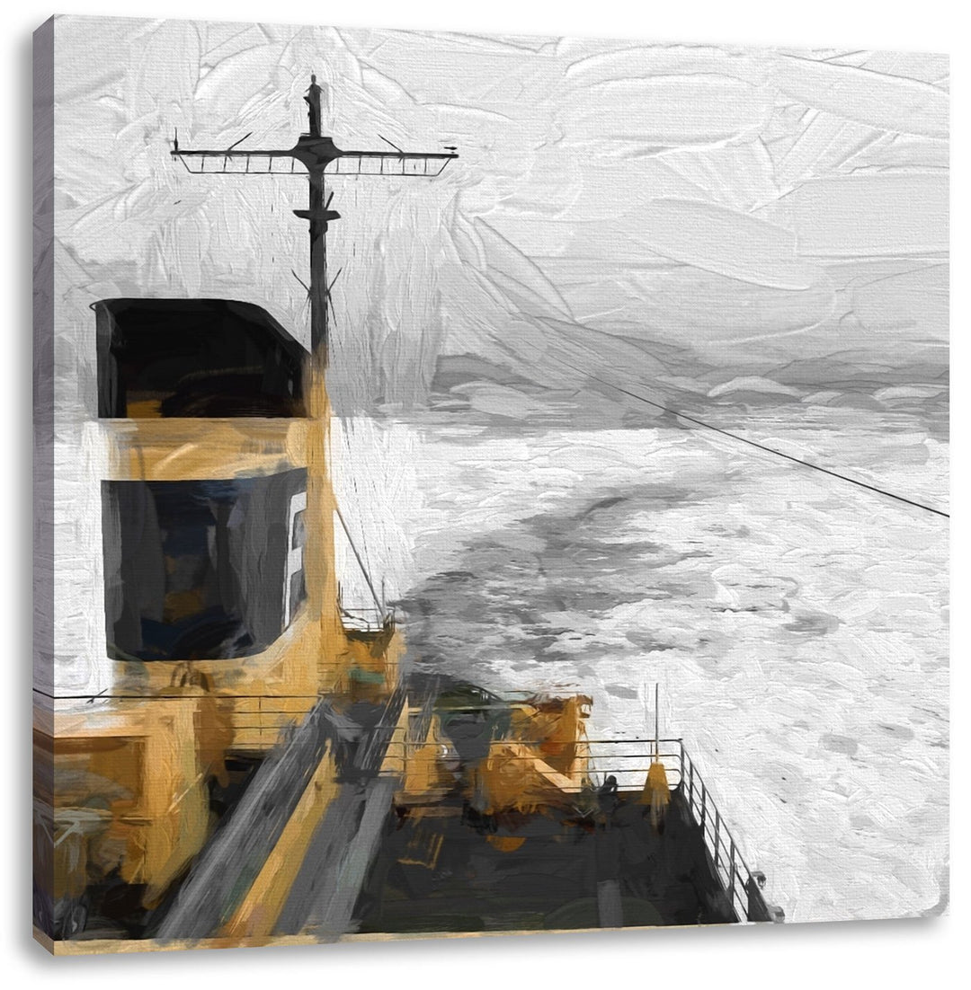 Pixxprint Grosses Schiff 70x70cm Leinwandbild Wandbild Kunstdruck, 70x70