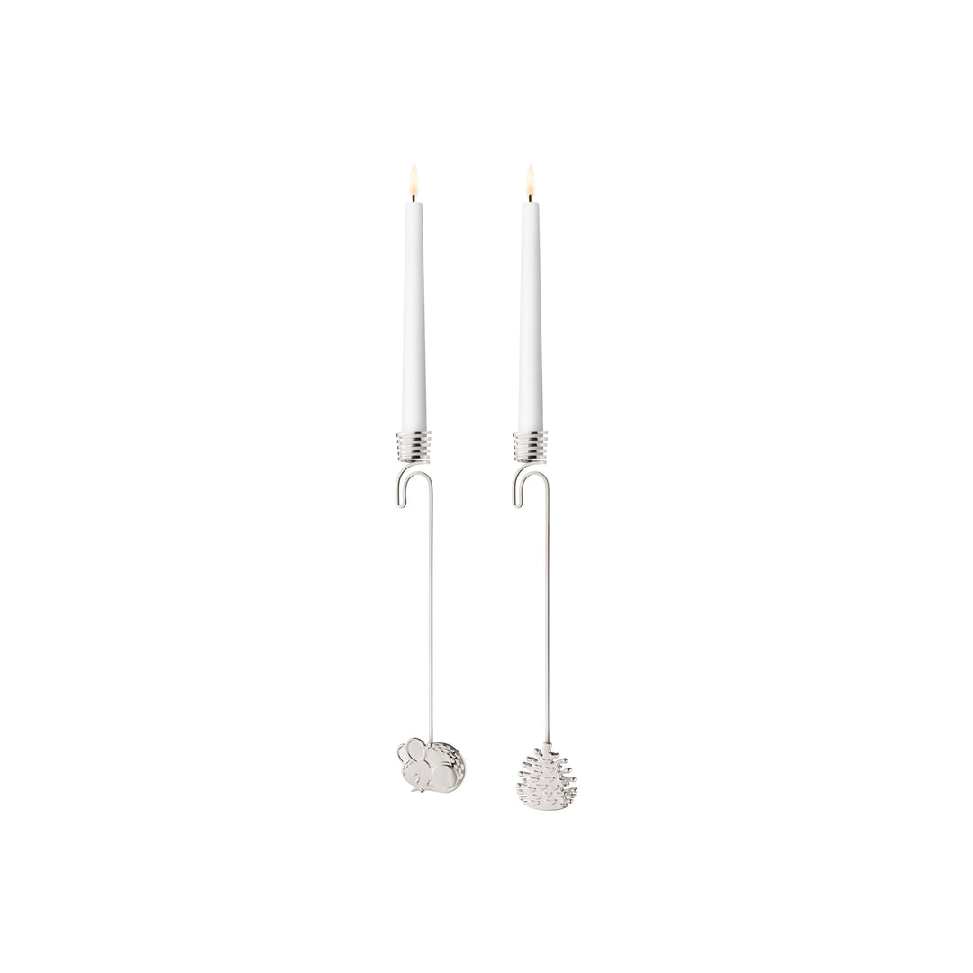 Georg Jensen 2023 Kerzenhalter Set in Silber - Weihnachtsbaum Leuchter - Maus & Tannenzapf Dekoratio