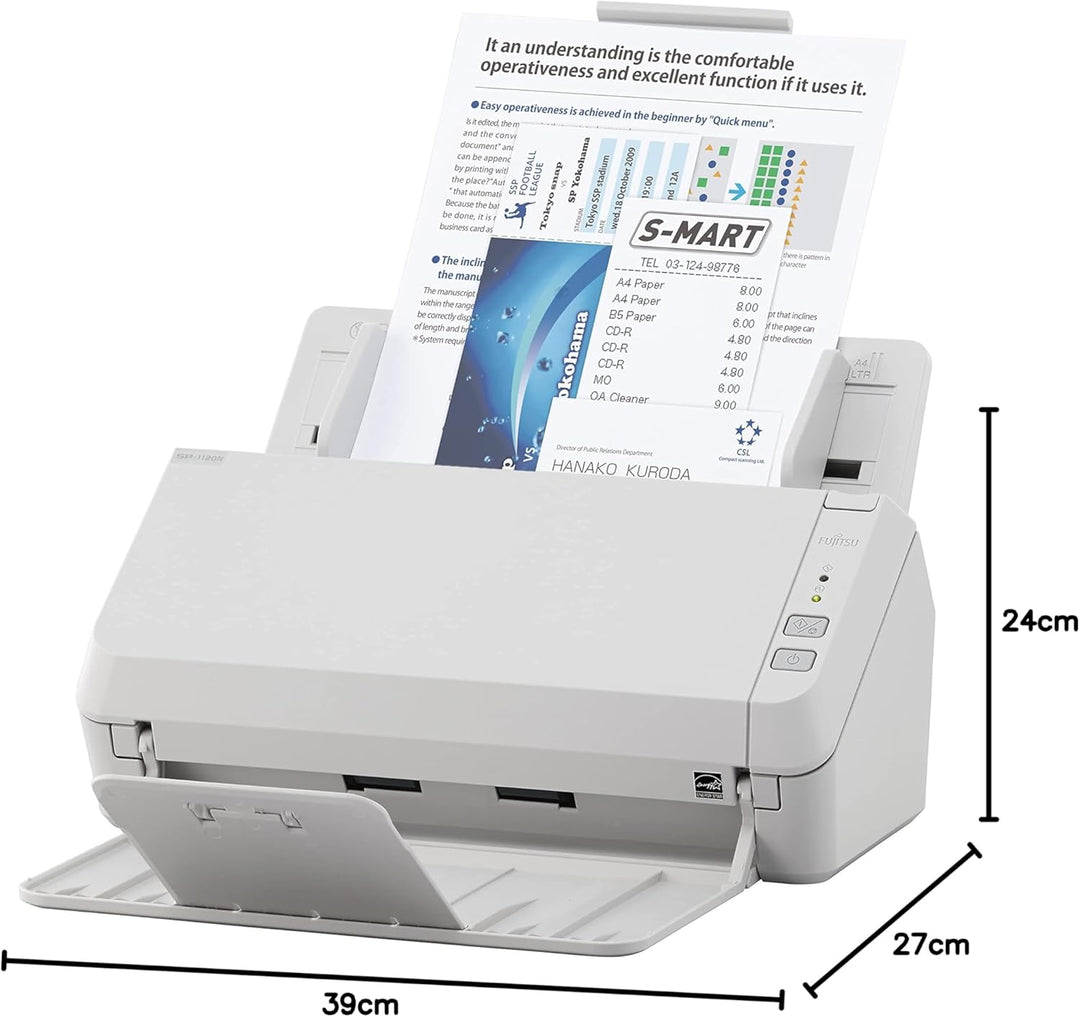 Fujitsu SP-1125N 25ppm Ethernet USB 3.2 A4 Duplex ADF Office Scanner Schwarz Einheitsgrösse