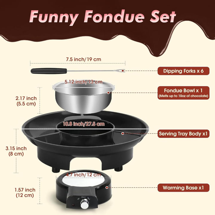 Chocolate Fondue Set 25 W 280ml,Elektrisches Schokoladen,Electric Fondue Pot with 2 Temperature Sett
