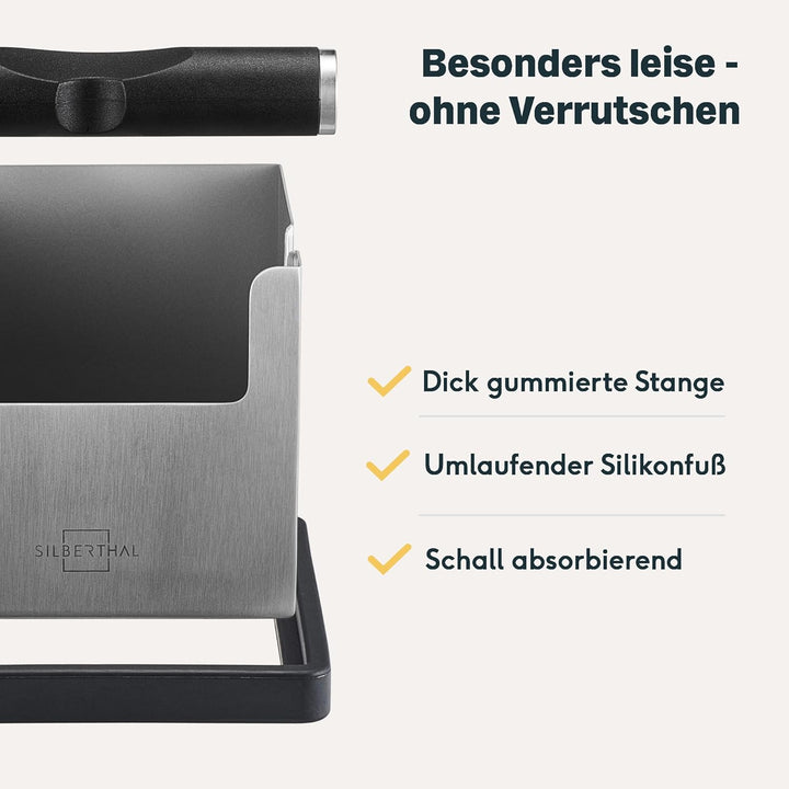 SILBERTHAL Abklopfbehälter für Siebträger Edelstahl - Version 2.0 - Tamperstation und Knock Box mit