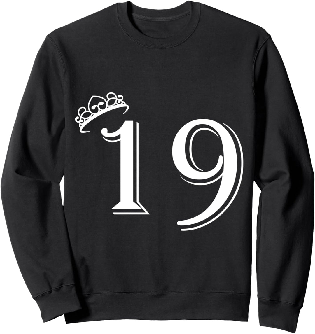19. Geburtstag Frauen Männer Vintage Zahl 19 mit Krone Sweatshirt