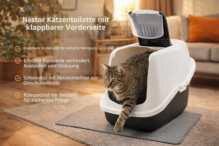Beeztees 400467 Katzentoilette Nestor, 56 x 39 x 41 cm, braun/grau