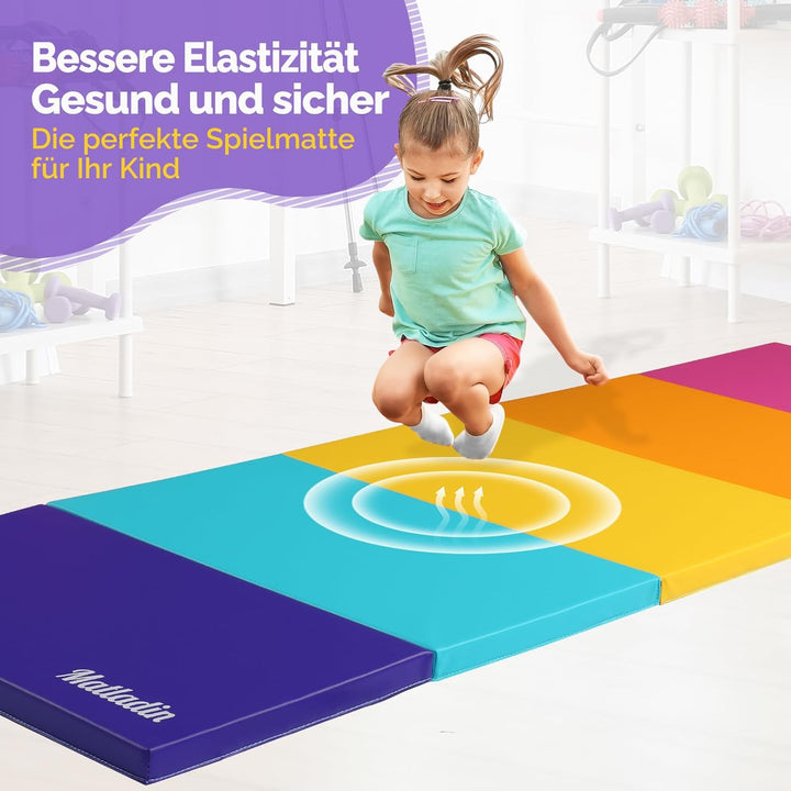 Bonnlo Turnmatten dick, 5-fach faltbare Yogamatte, rutschfeste PU&EPE-Fitnessmatte, klappbare Übungs