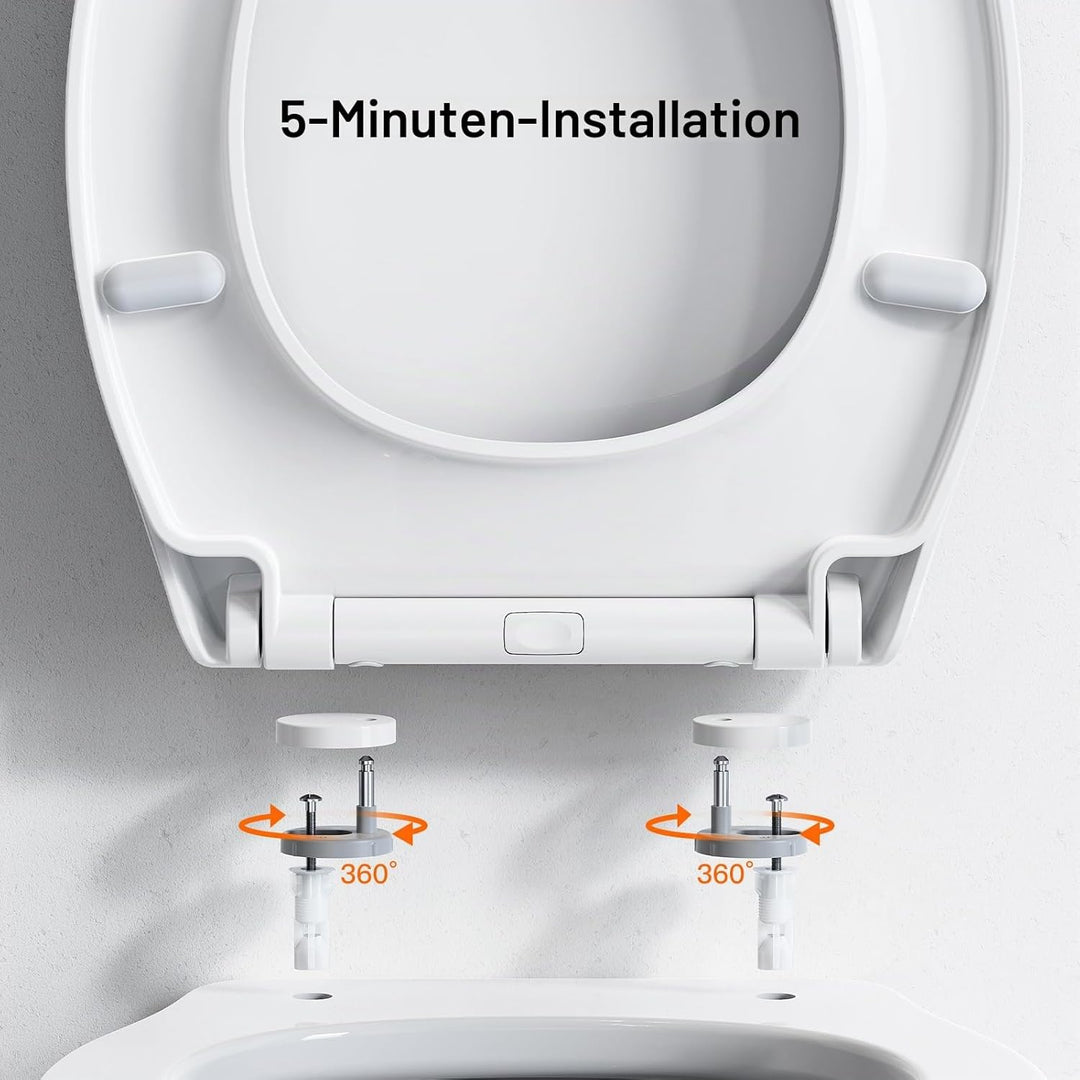 Pipishell Toilettendeckel, WC Sitz mit Absenkautomatik, Quick-Release Funktion für einfach Reinigung