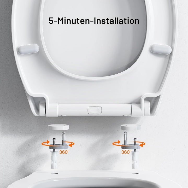Pipishell Toilettendeckel, WC Sitz mit Absenkautomatik, Quick-Release Funktion für einfach Reinigung