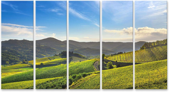 islandburner Bild auf Leinwand Radda Chianti Weinberg Panorama Sonnenuntergang Toskana Italien Herbs